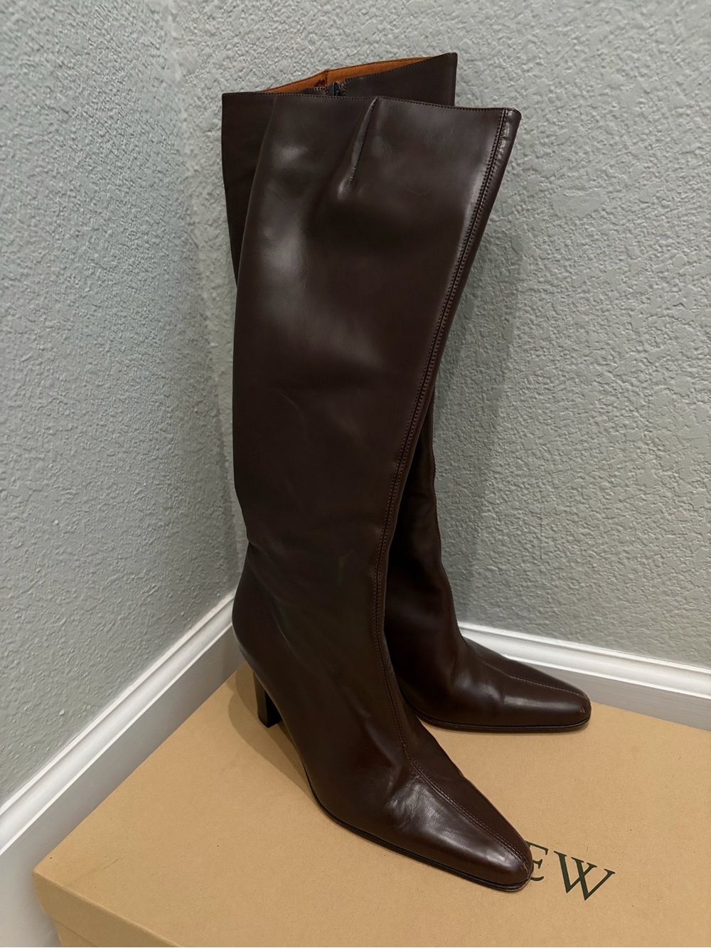 J. Crew Women's Tall Brown Leather Knee-High Boots, Sz 8